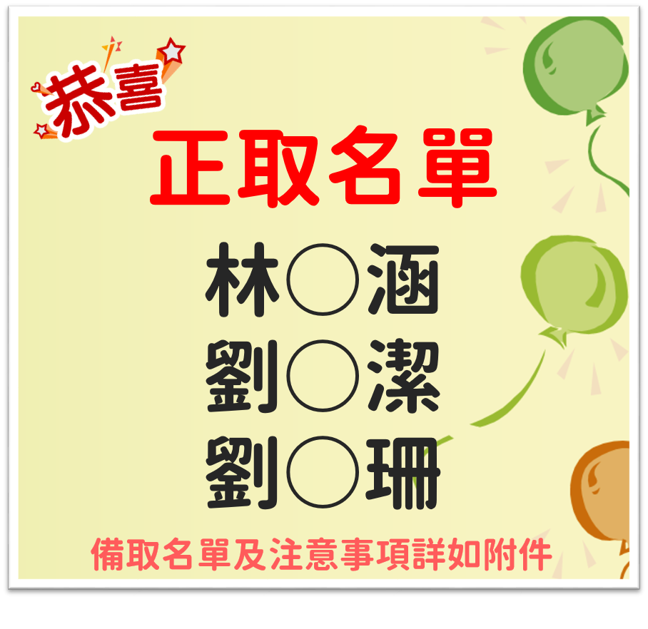 錄取名單
